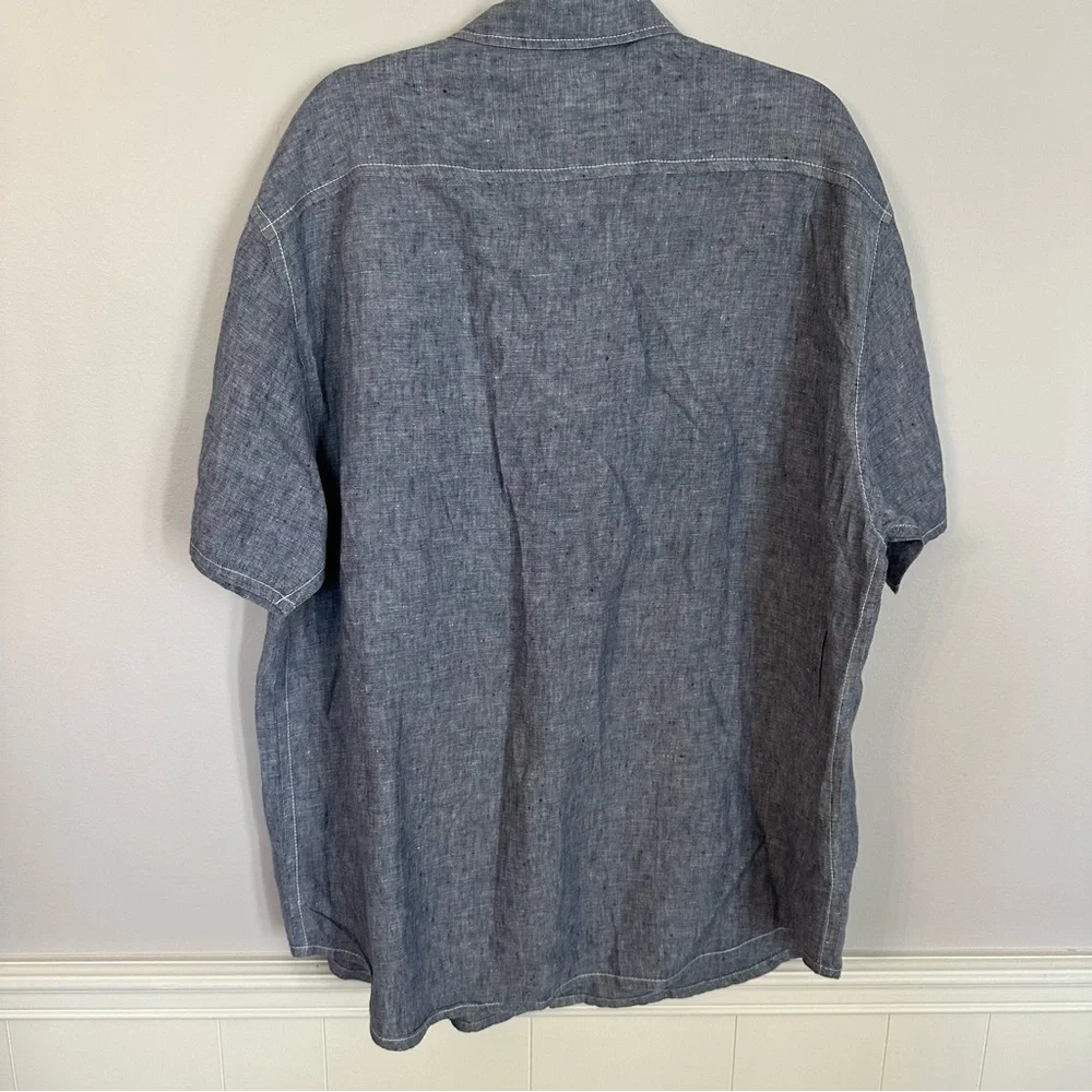Tommy Bahama Men’s Short Sleeve Chambray Linen Button Front Shirt Sz XXL GUC